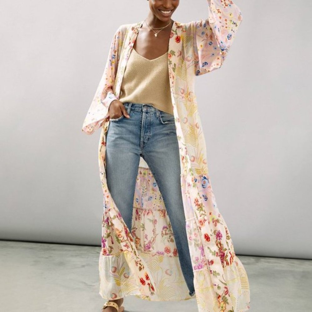 Anthropologie Belted Dani Floral Kimono